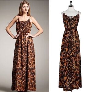THEORY Edeva Jungle Silk Animal Leopard Print Sleeveless maxi dress S